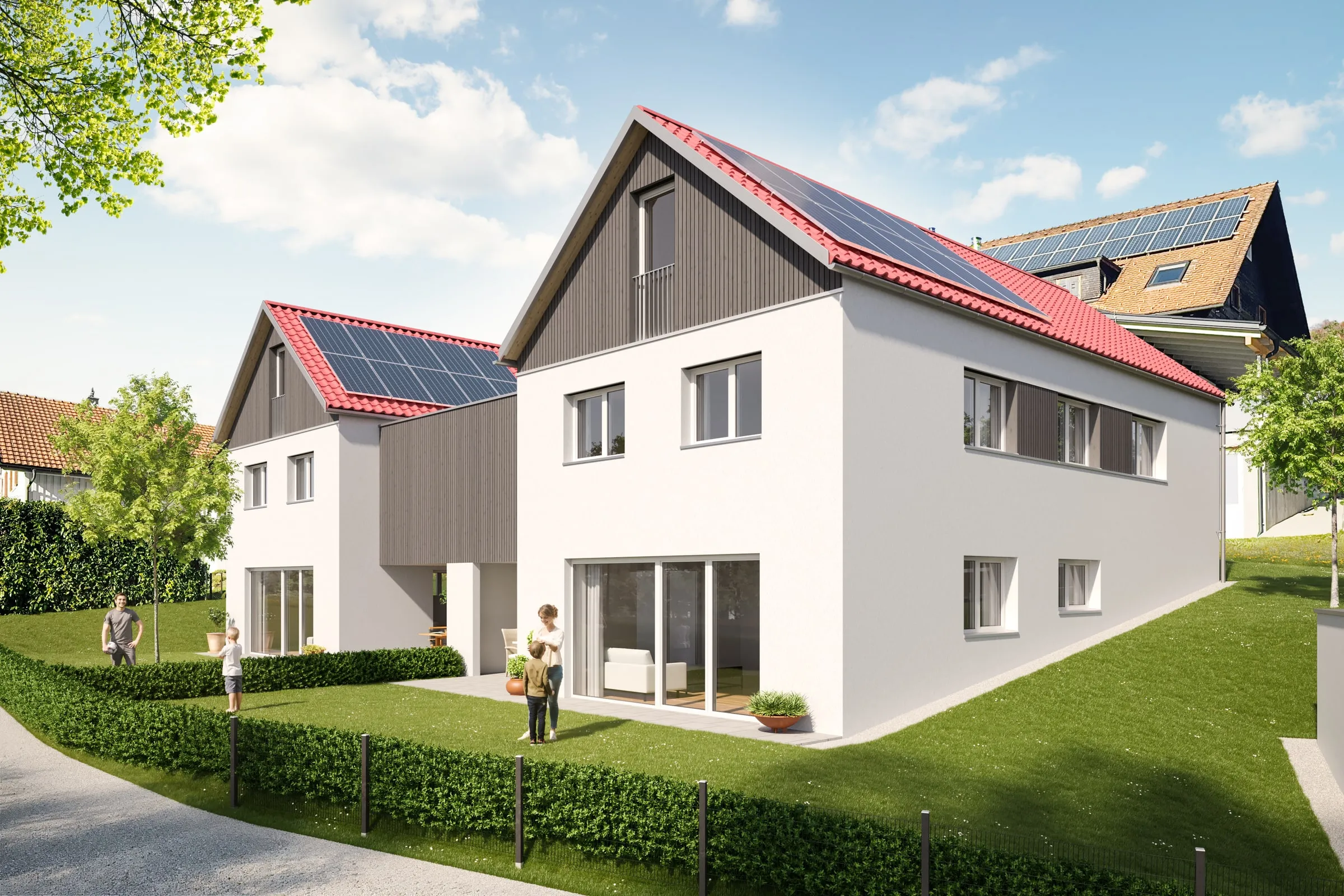 Außenvisualisierung Mehrfamilienhaus Fraxern für Hefel Wohnbau Ansicht 12