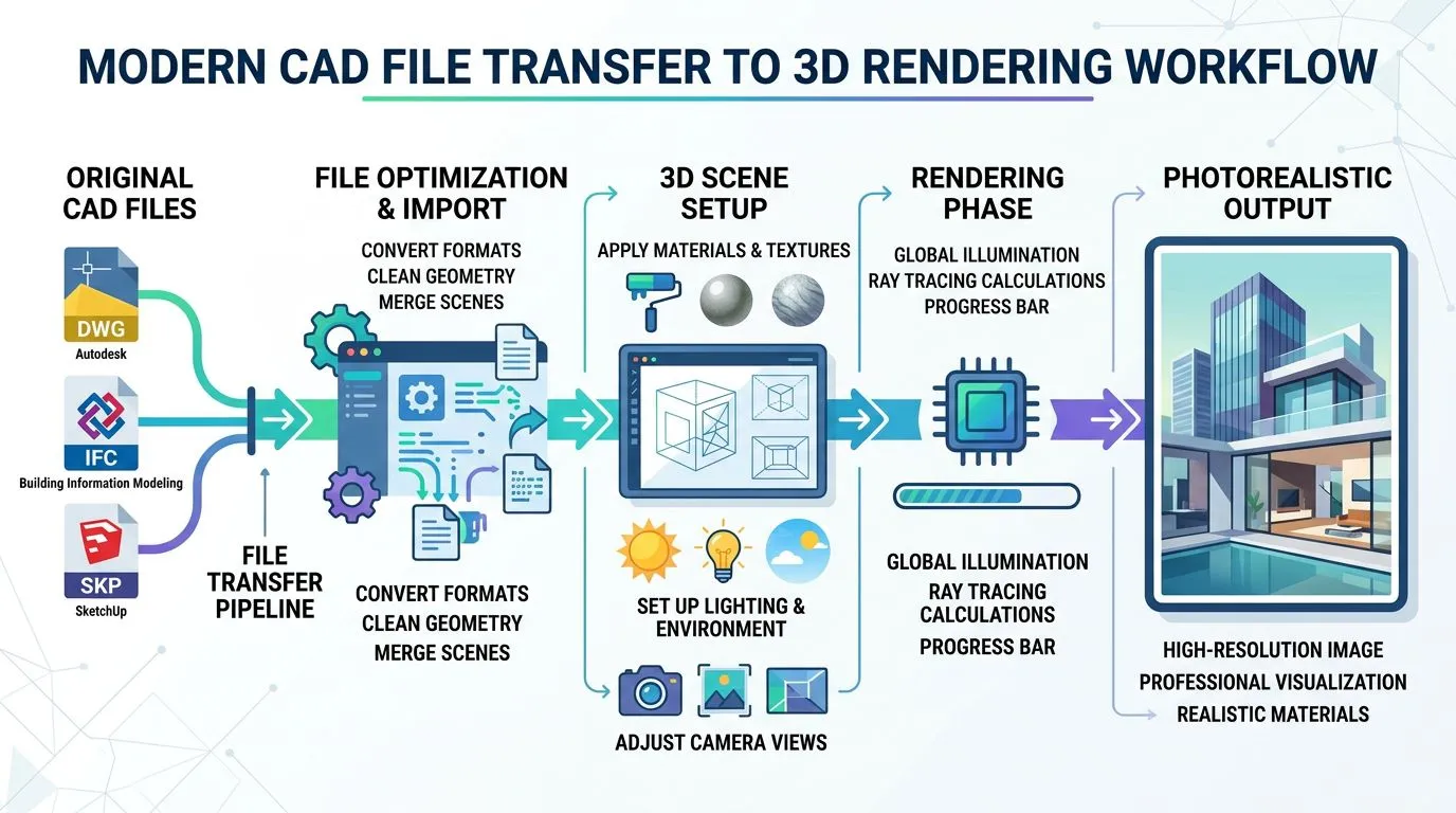 CAD-Visualisierung: Von der Datei zum Rendering — Was Architekten bei der Datenübergabe beachten sollten